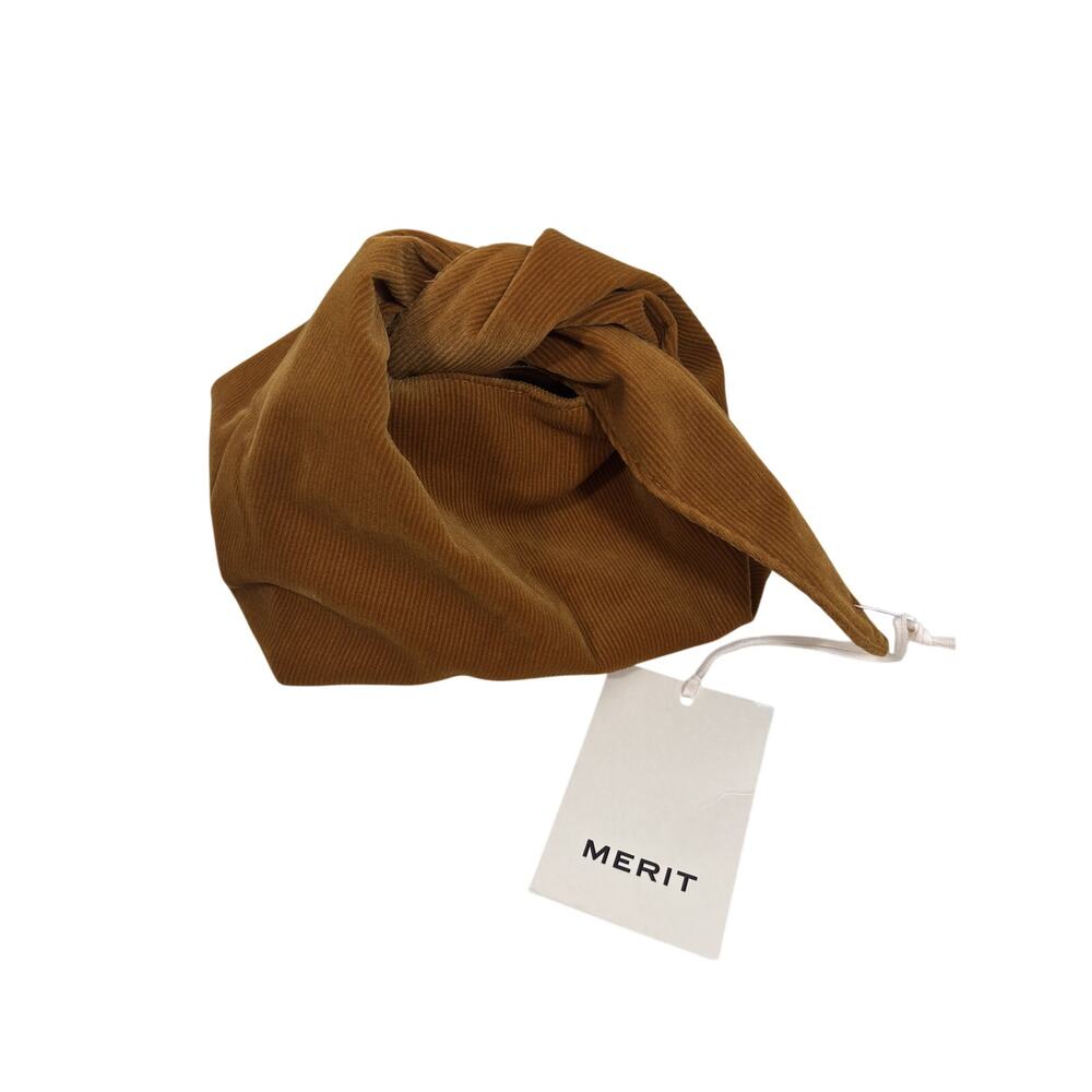 Merit Beauty Cosmetic Bag Womens Brown Signature Corduroy Knot Wide Wale NWT